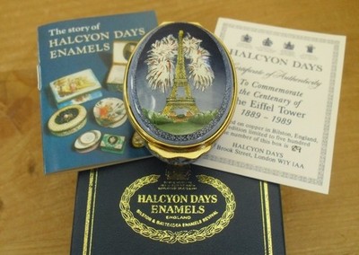 Boxed Ltd Ed Halcyon Days Eiffelturm hundertjähriges Emaille-Box - 2 1/8'' (5,25 cm)