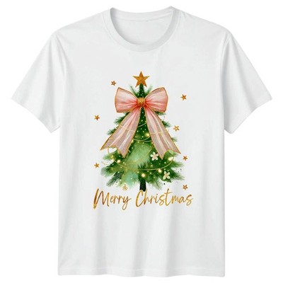 Merry Christmas Tree Holiday Graphic Tee Herren Damen Unisex T-Shirt Festlich Weihnachten