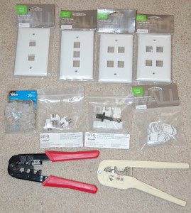 Ethernet / Phone Crimper Cutter Tools, RJ-45 RJ-11 8P/6P plus Jacks, wall plates