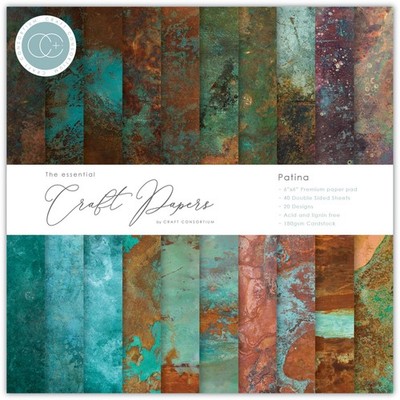Craft Consortium Double-Sided Paper Pad 6''X6'' 40/Pkg-Patina, 20 Designs