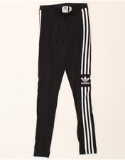 ADIDAS Womens Graphic Leggings UK 4 XS Black Cotton WY21