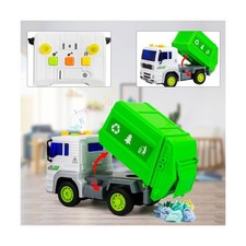 Garbage Truck Toys Friction-Powered Trash Truck Toys with Light and Sound US New