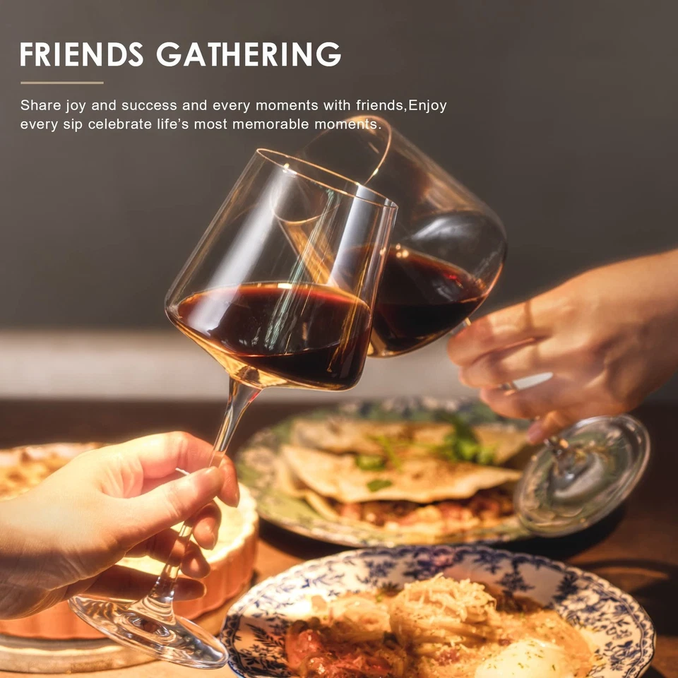 Juego de 6 copas de vino, copas de vino blanco cristalino, juego de copas de vino tinto, tallo largo  Foto 3 de 4