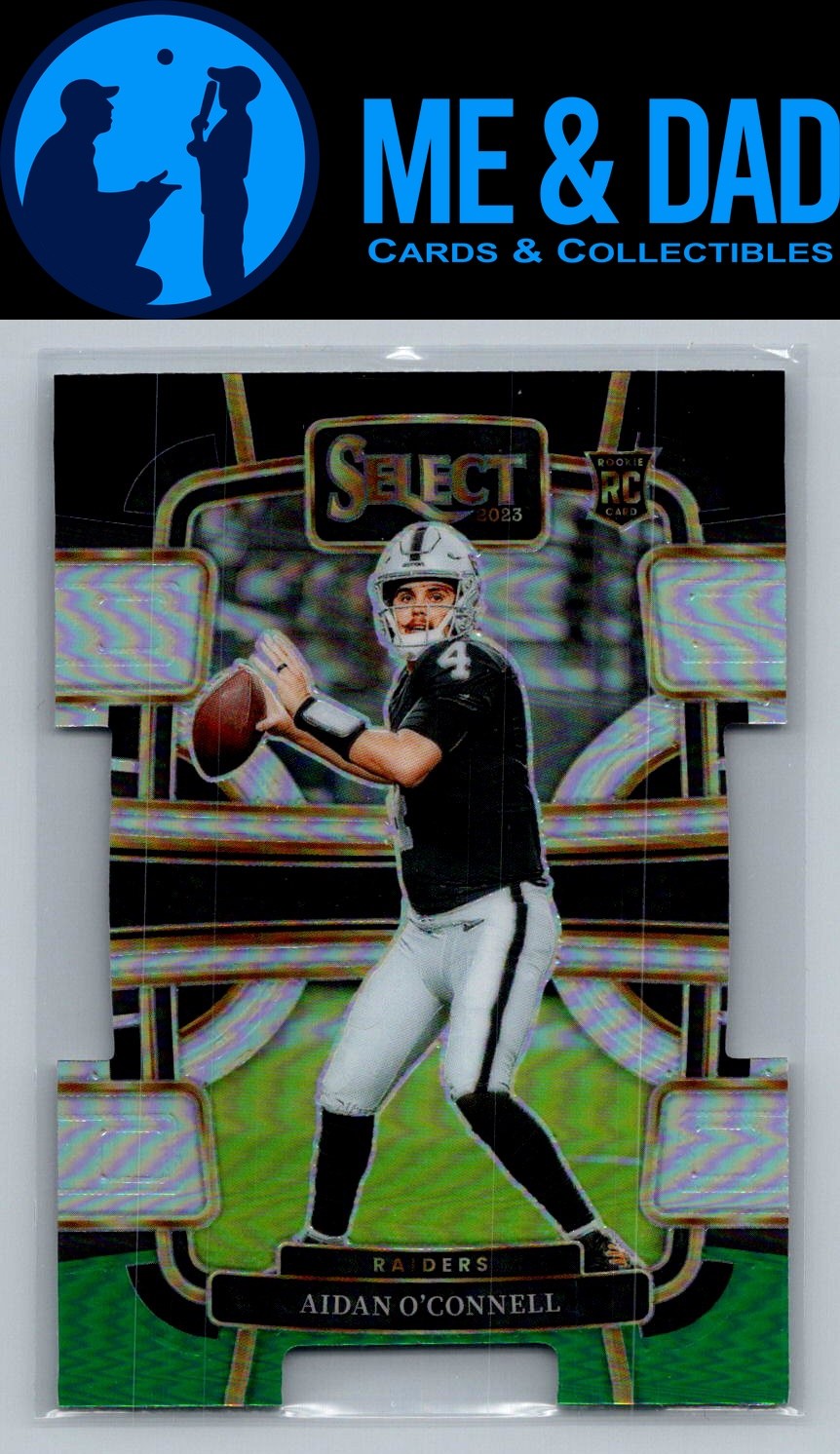 2023 Panini Select #58 Aidan O'Connell Black and Green Prizms Die Cuts