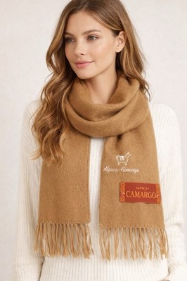 Alpaca Camargo 100% Alpaca Scarf Camel Tan 78  Long Luxury NWT