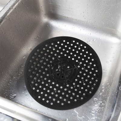 Round Black Silicone Sink Mat for Kitchen Sink Protectors and Drying Dishes