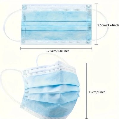 3 Ply Disposable Face Masks Blue Ear Loop Breathable Non Medical Protective Mask