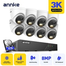 ANNKE 5MP Audio 3K PoE Security Camera System 8CH 8MP NVR Outdoor AI Color Night