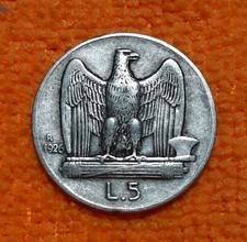 REGNO VITTORIO EMANUELE III° 5 LIRE 1926 RARA BB+ AQUILOTTO AQUILINO ARGENTO