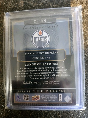 2013-14 Upper Deck The Cup Enshrinements Auto 01/60 Ryan Nugent Hopkins CE-RN - Picture 2 of 2