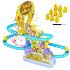 9 Electric Small Ducks Climbing Stairs Trackwith Flashing Lights  Music On/Off