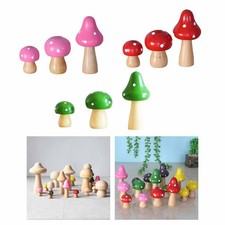 3 pezzi di statuette di funghi in legno mini paesaggio per vasi di fiori da