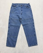 Dickies Double Knee Jeans Pants Mens 34x30 Blue Carpenter Workwear Denim Pants