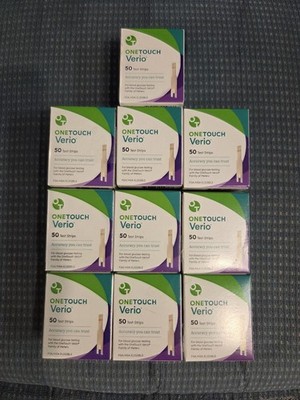 500 OneTouch Verio Test Strips 10 Boxes Of 50, 11/26-11/2026 FAST FREE SHIPPING!