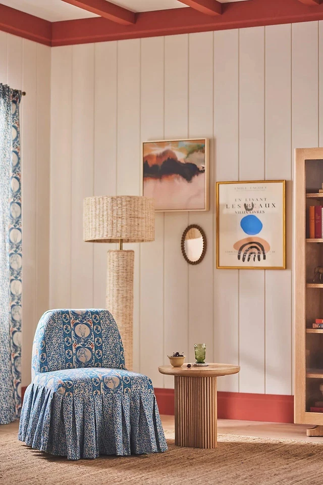 "Cortinas ecuestres de algodón azul Anthropologie MINDTHEGAP 2 paneles nuevas con etiquetas 50"" x 63""" Foto 4 de 4