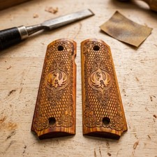 Custom 1911 Grips Full Size Rosewood Ruger Engraved Phoenix With Screws Wrench