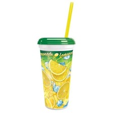 200 32oz Reusable Lemonade Souvenir Cups with Straw and Lid Made in America Bulk