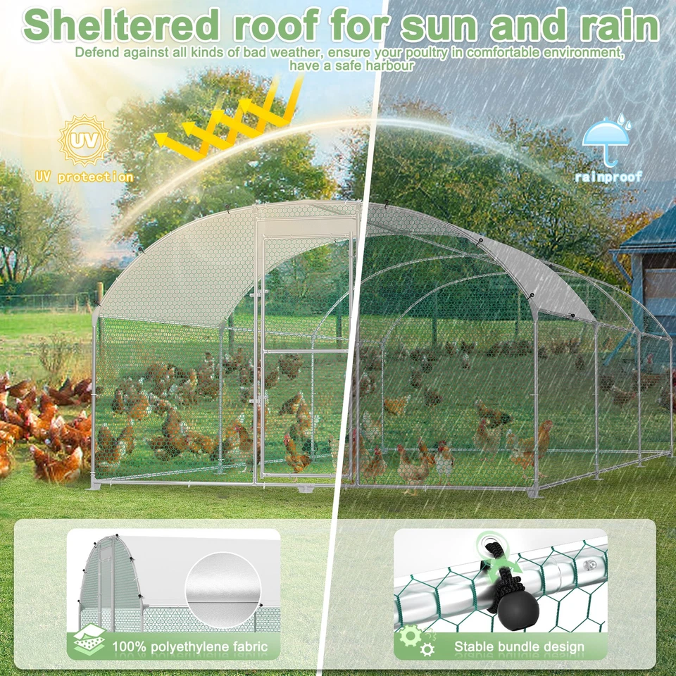 Outdoor Enclosure Chicken Coop Pet Cage Outdoor Enclosure, Galvanised Steel Frame - Image 4 of 4
