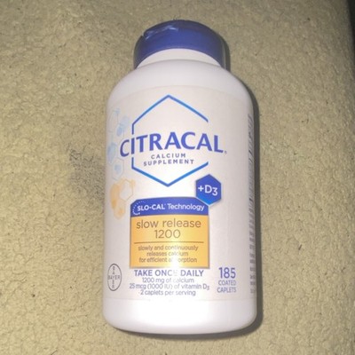 Citracal Calcium, Vitamin D3 & Magnesium 1200mg Caplets 185 Count Slow Release