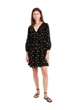 Madewell Women's Tie-Waist Mini Dress Black With French Daisies Sz S