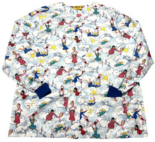 Scrub Jacket Womens XL Printed 2 Pockets Snap Front Knit Cuffs Oversized NWOT