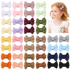 40 PCS 1.4 Inch Baby Hair Clips Mini Bow Snap 20 Colors Pairs Non Slip