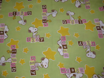 Baby Snoopy Peanuts Giggle Dream Play Fabric - Fat Quarter 18 Inches x 21 Inches
