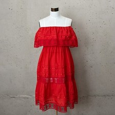 Boho Red Off-the-shoulder/Strapless Summer Dress - XS/S