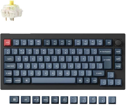 Keychron V1 Max 75% Custom Mechanical Keyboard ISO UK Layout Banana Switch