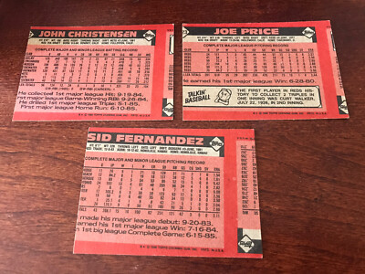 1986 TOPPS BASEBALL LOT 3 MISCUT ERROR CARDS | eBay