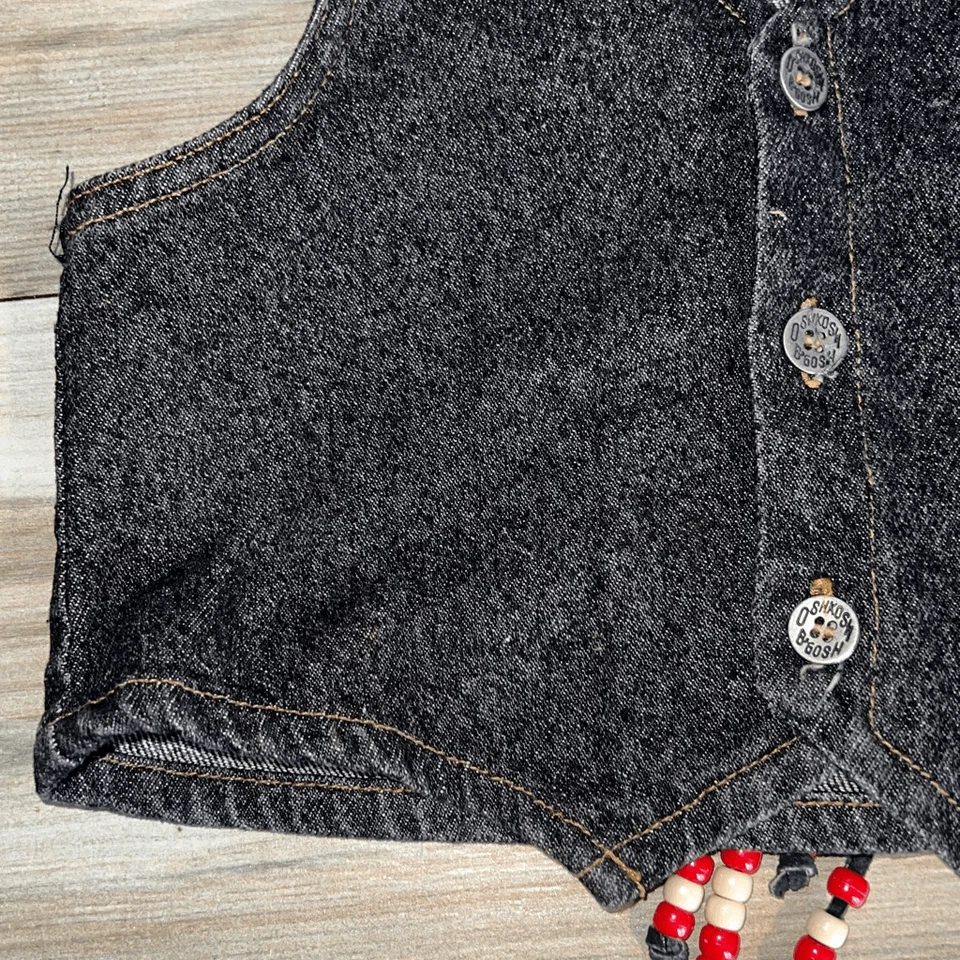 OshKosh B’Gosh Denim Vest With Suede Indian Feather Applique  And Beads  Size 5 - Image 4 of 4