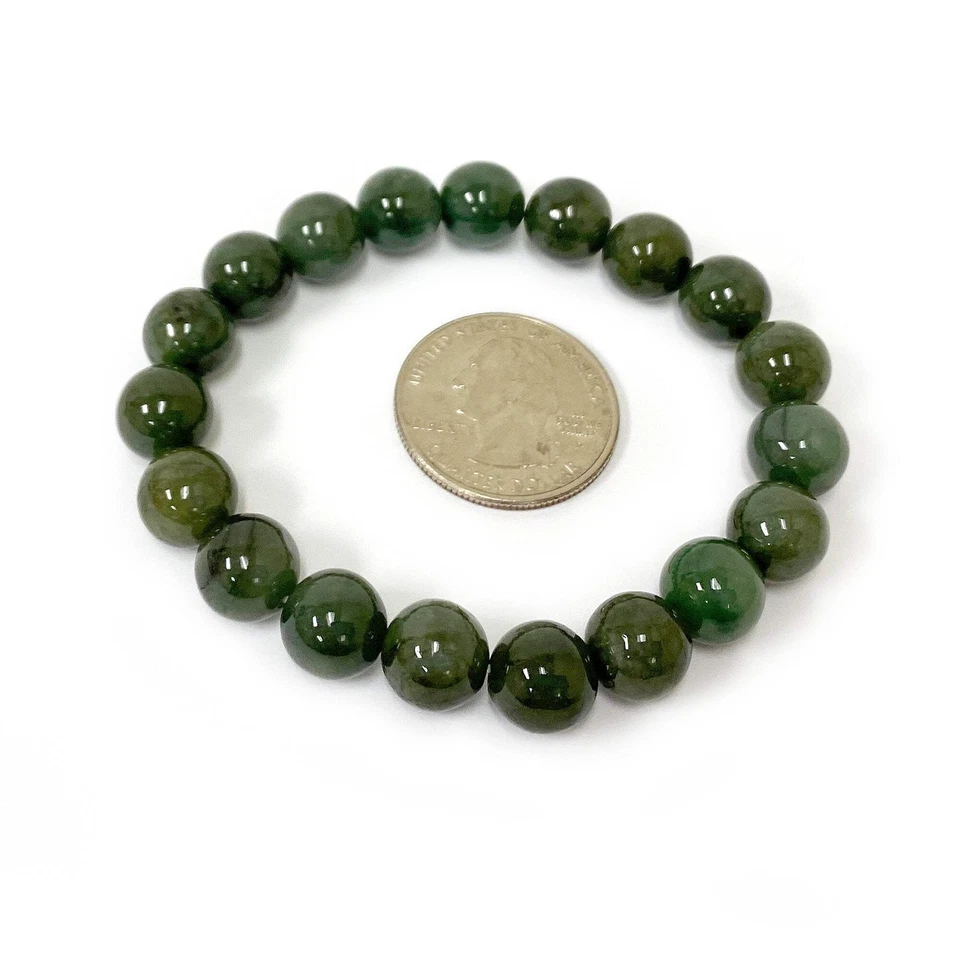 Jade Gemstone 8mm Round Beads Handmade Stretchable Unisex Bracelet - Image 3 of 4
