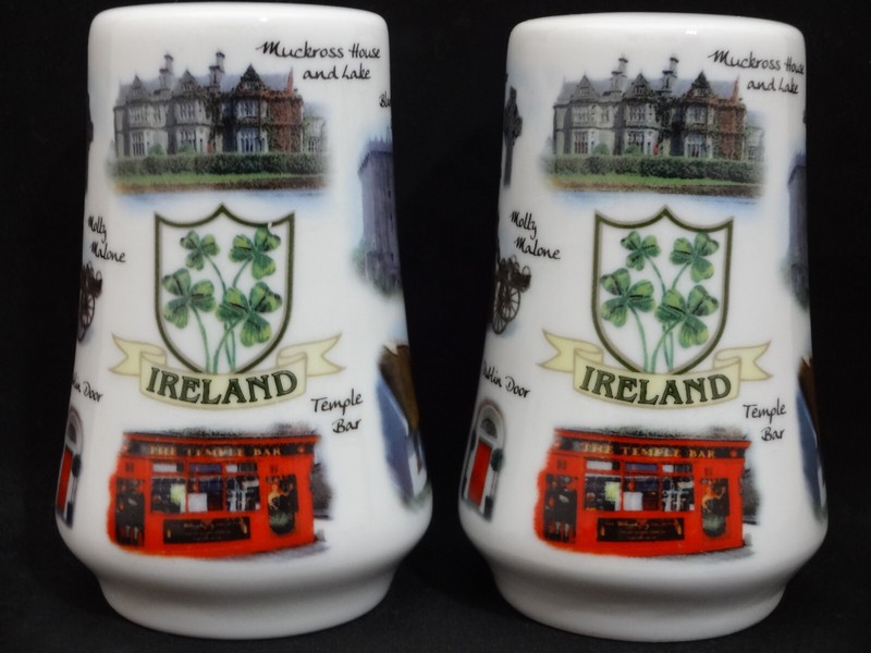 "Ireland" Fine Bone China Salt & Pepper Shakers with Historical Sites & Cultural