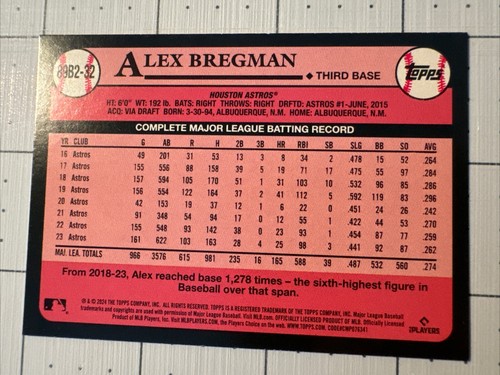 Alex Bregman 2024 Topps Update 1989 Anniversary Astros Third Baseman Mint - Bild 2 von 2