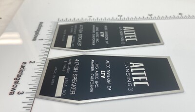 Altec Lansing 417-8H Speaker Logo Serial Number Plate Label Badge