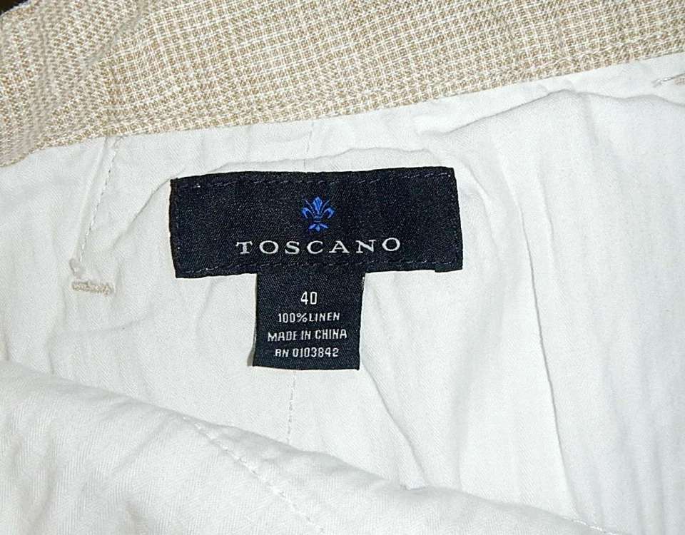 Pantalones Cortos Para Hombre 40 Toscano Pata de Gallo Lino Beige $110 Nuevo Sin Etiquetas Foto 4 de 4