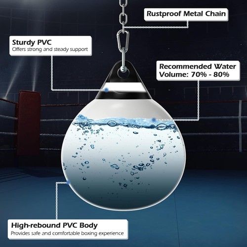 18" 110 Pound Boxing Water Aqua Punching Bag Heavy Duty w/Metal Chain Adjustable - Picture 3 of 12