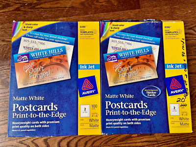 Avery 8386 Matte White Print-to-the-Edge Ink Jet 140 Postcards Card Size 4'' x 6''