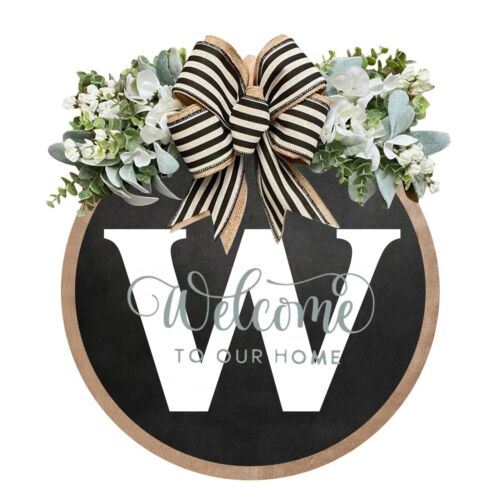 Last Name Welcome Sign for Front Door Porch Decor Farmhouse Wreath Wall Decor...
