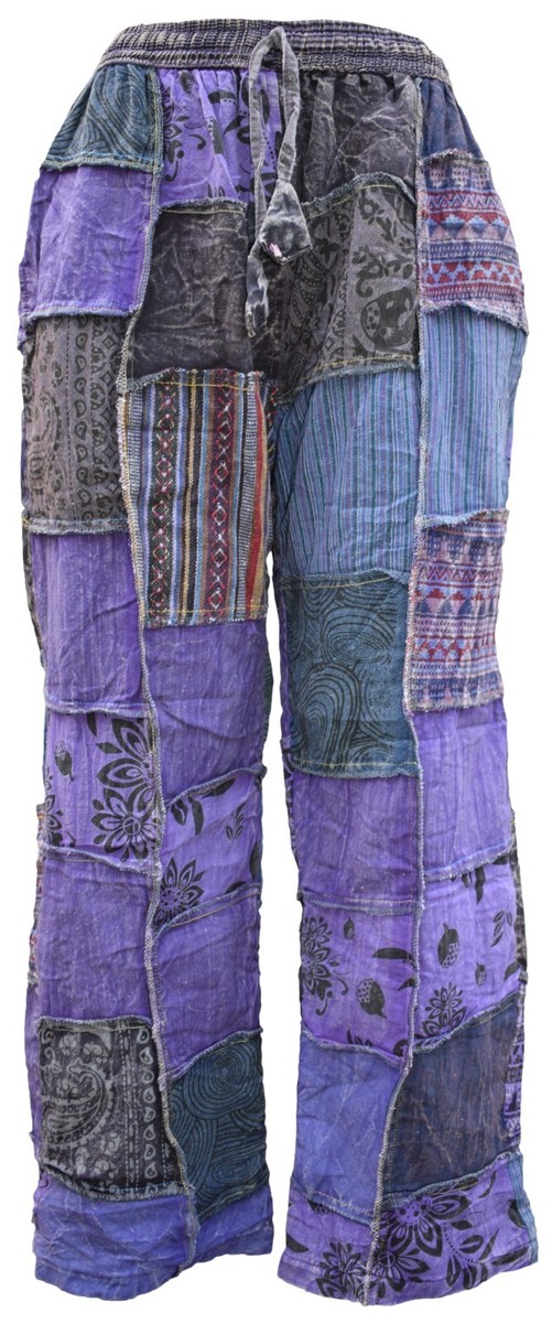 Mens Patchwork Boho Print Fleecelined Pants Hippie Winter Mens Patchwork Boho Print Fleecelined Pants Hippie Winter