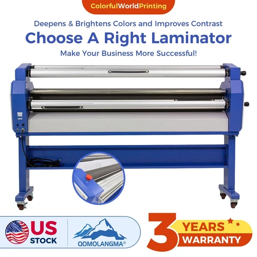 US Stock 63in Full-auto Heat Assisted Wide Format Cold Laminator-Trimmers Option