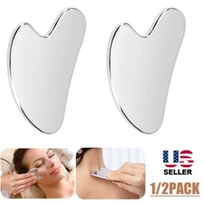 2Pcs Stainless Steel Gua Sha Facial Tools Metal Guasha Scraping Massage Tool USA