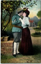 Postcard - Lovers Kissing Art Print - Love/Romance Greeting Card
