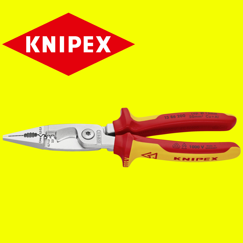 KNIPEX 1386200 VDE Pliers Electrical Installation multi-component grip 200mm