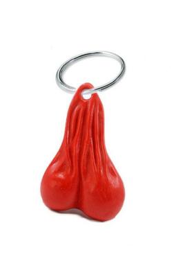 2'' BULL NUT'S (RED) - BIG RIG DANGLER BALLS KEY RING NUTS TRUCK NUTZ