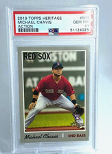 MICHAEL CHAVIS 2019 Topps Heritage Action Rookie SP #501 PSA 10 Gem Mint Red Sox