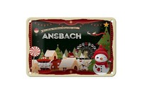 Blechschild Weihnachten GrüßE Aus Ansbach Geschenk Deko Schild 18X12 Cm