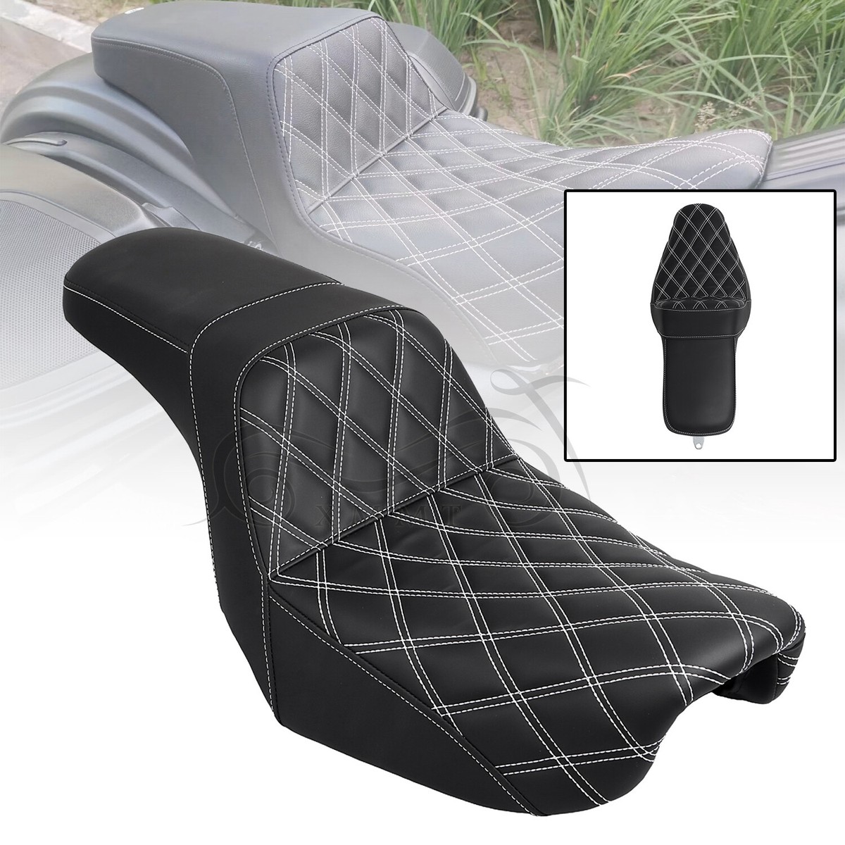 Motorcycle Black Driver Passenger Seat For Harley Switchback FLD