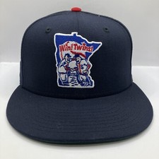 New Era 1976-1986 Minnesota Twins Hat Cap Size 7 Win Twins Logo Navy Blue 5950