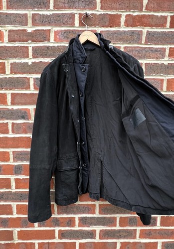 All Saints Mens GRAFT Leather Blazer Jacket LARGE Black Biker suede brushed - Picture 6 of 11